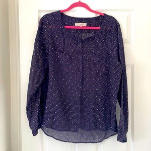 Loft navy blue breezy lightweight blouse